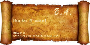 Berke Armand névjegykártya